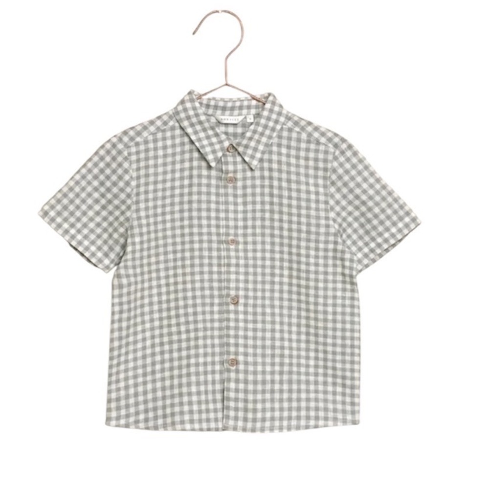 Noralee Atlas Shirt Blue Gray Gingham Plaid Linen Blend 12 M NWT Button Down Top